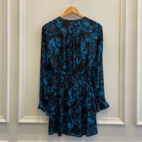 Parker Maisy V-Neck Smocked Waist Ruffle Mini Dress - Silk - Picture 2 of 3